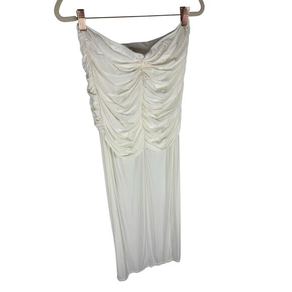 Michael Costello x Revolve Magnolia Maxi Skirt Ruched Vacation Beachy Ivory M - Picture 7 of 8